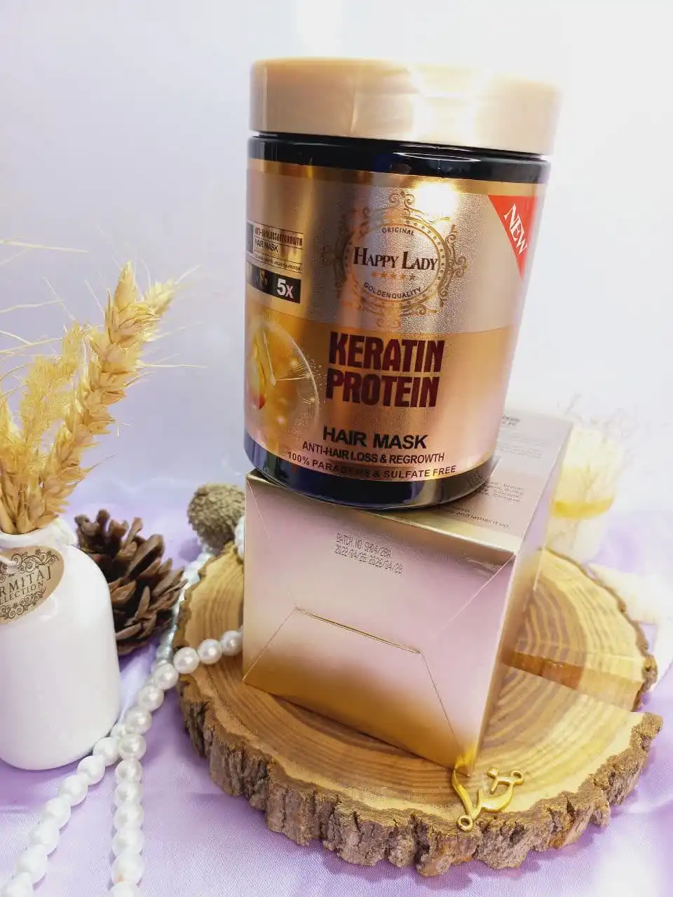 ماسک مو کراتینه داخل حمام فاقد سولفات و پارابن 600 میل هپی لیدی HAPPY LADY کد HL213